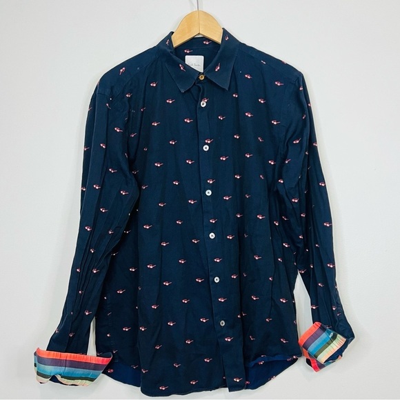 Paul Smith Navy Sunglasses Flip Cuff Button Up XL - Picture 1 of 6